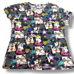DC Wonderwoman -‎ Women's V-Neck Short Sleeve Scrub Top - Gray - size XS